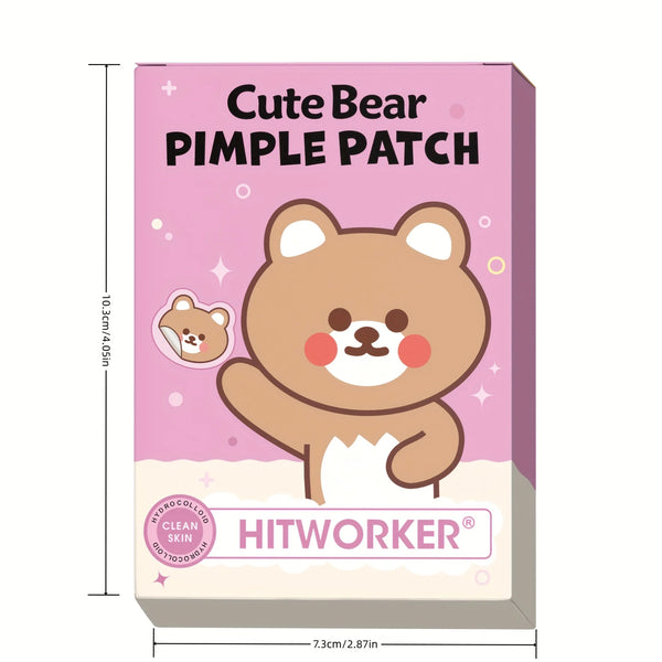 48pcs Gray Panda Acne Patches - Cute Animal Design Blemish Cover Invisible Spot Stickers, Pink Box