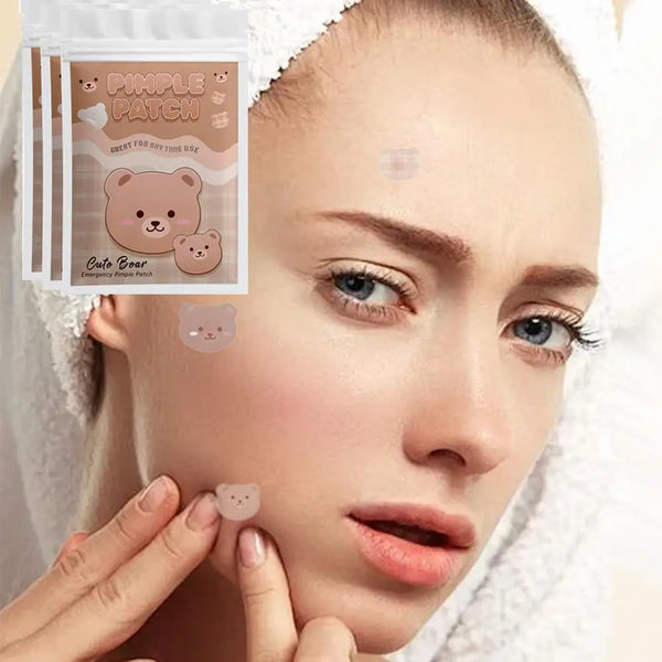Cartoon Bear Shaped Acne Patch Cute Animal Acne Sticker Gentle Non-Irritating Invisible Breathable Daily Facial Skin Care
