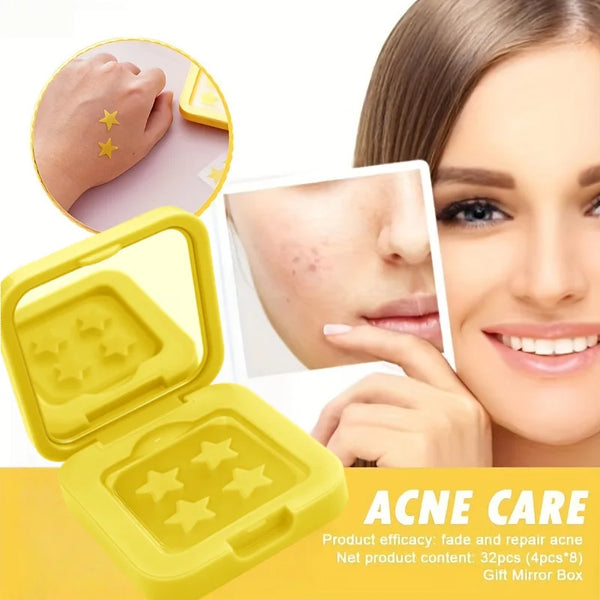 60 sheets/box of 4 colors of star acne stickers - water-based gel acne cover stickers, facial patches with makeup mirror