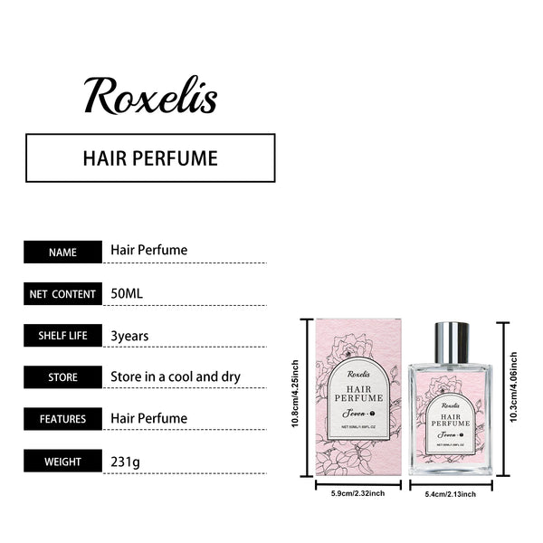 Roxelis 50ml Rose Hair Perfume Lasting Floral Fragrance Charming Lady Refreshing Body Hair Elegant Scent Glamour Dating Perfume