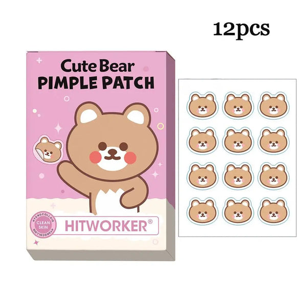 48pcs Cartoon Bear Hydrocolloid Acne Patch Cute Animal Invisible Acne Treatment Sticker Breathable Mild And Non-irritating