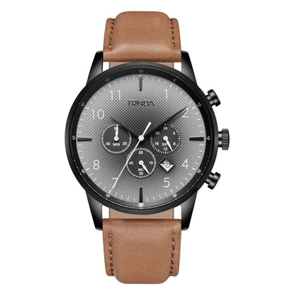 Trnda Men's Stainless Steel Watch, Black & Tan | Trnda-43mm