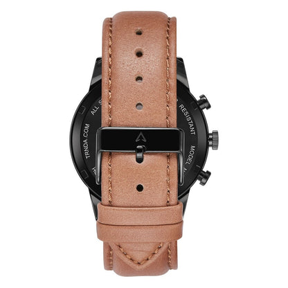Trnda Men's Stainless Steel Watch, Black & Tan | Trnda-43mm