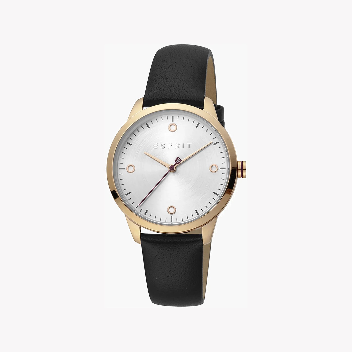 Esprit Women's Black Leather Watch, Silver Dial | Es1l112m0065
